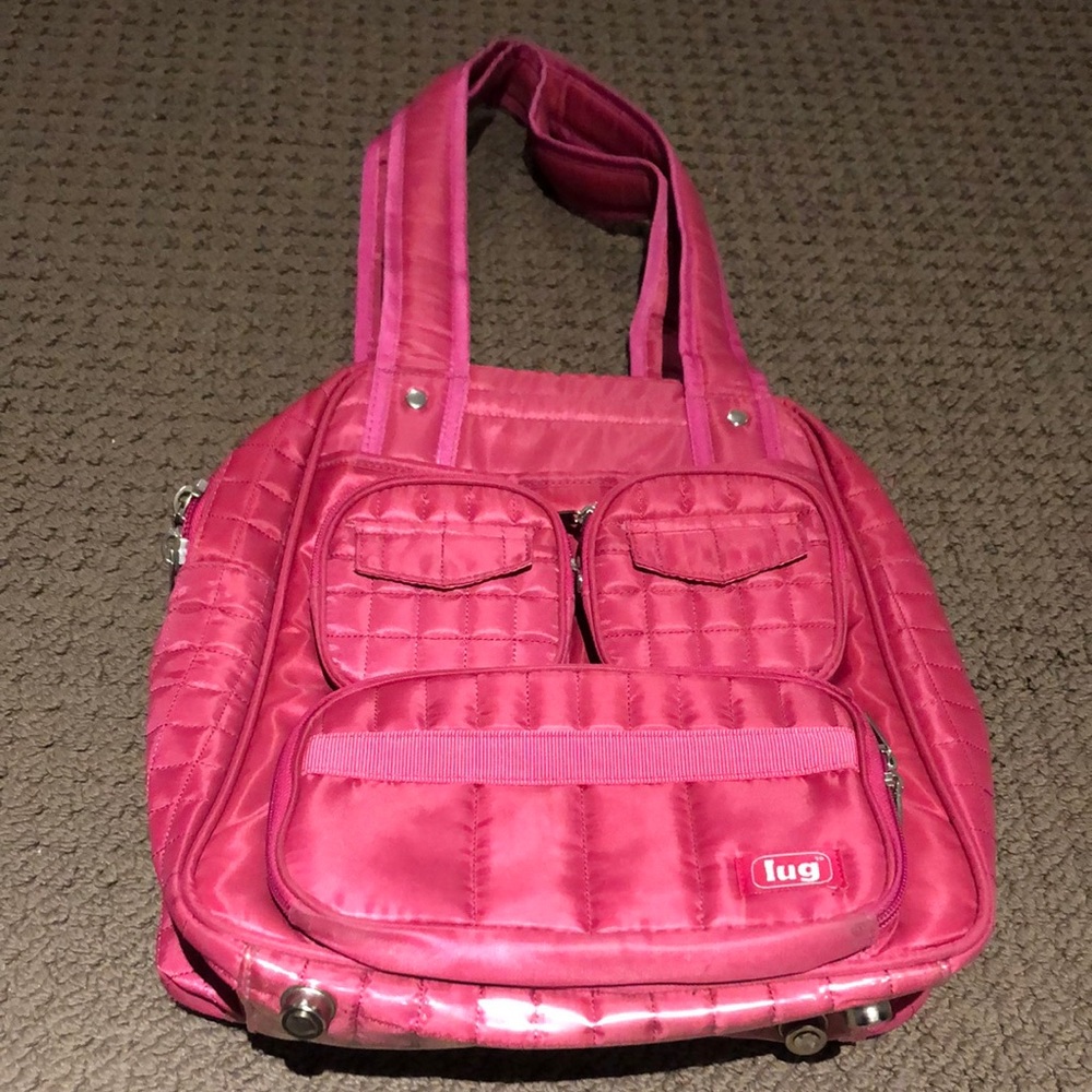 LUG small PuddleJumper tote in fuschia pink.